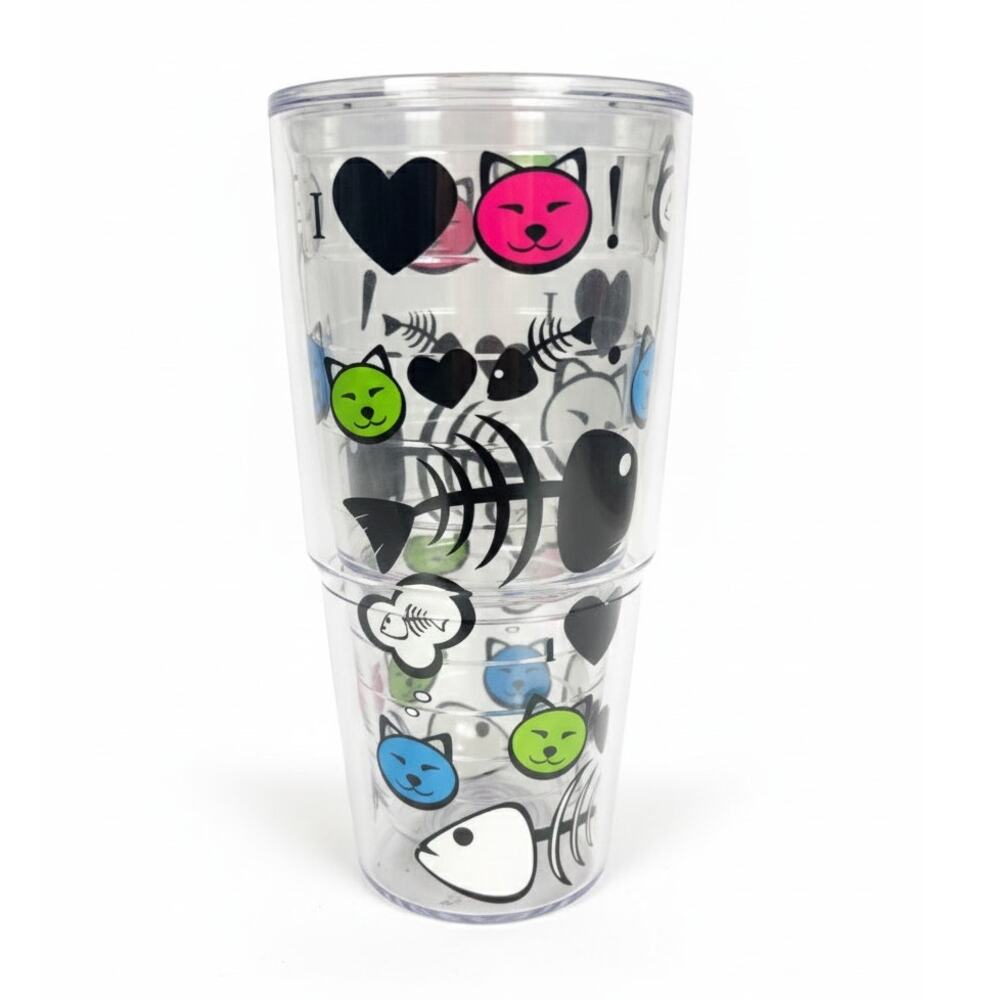Tervis 24oz‎ Cat Lady Fishbone Heart Love Kitty Pet Lover Insulated Tumbler Cup